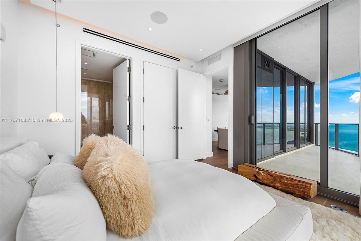 Bedroom, Interior, Recessed Lighting, Water, Wood Texture Flooring