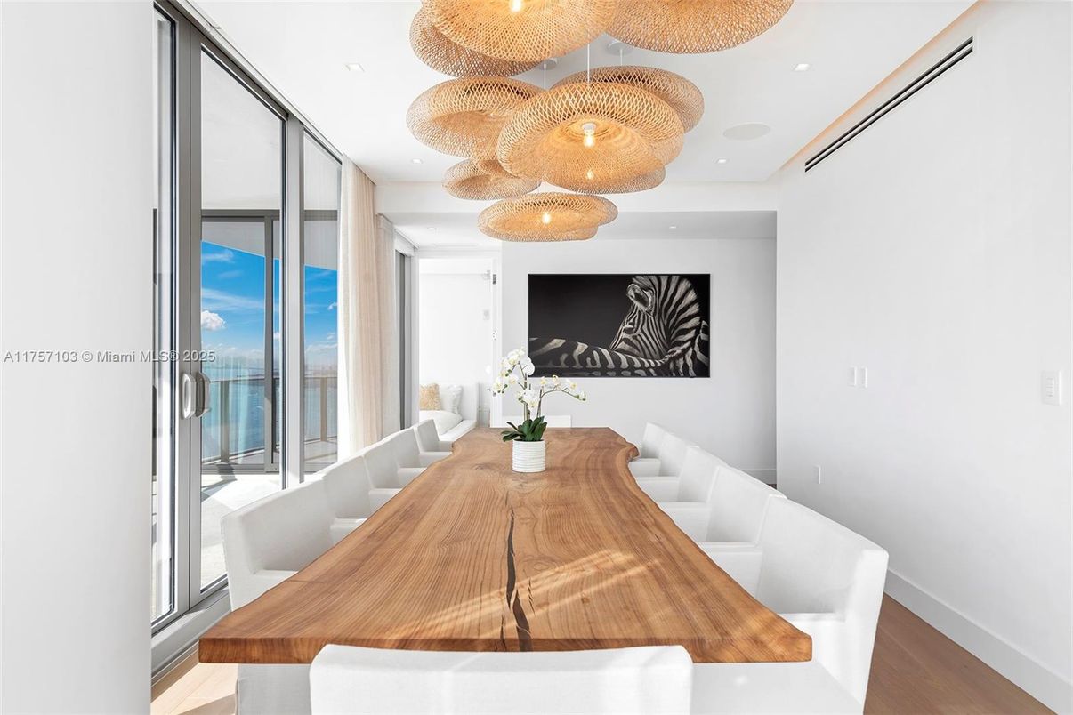 Dining room, Interior, Recessed Lighting, Water, Wood Texture Flooring