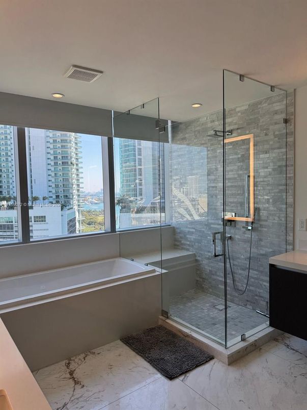 Bathroom, Glass Shower, Interior, Marble, Recessed Lighting
