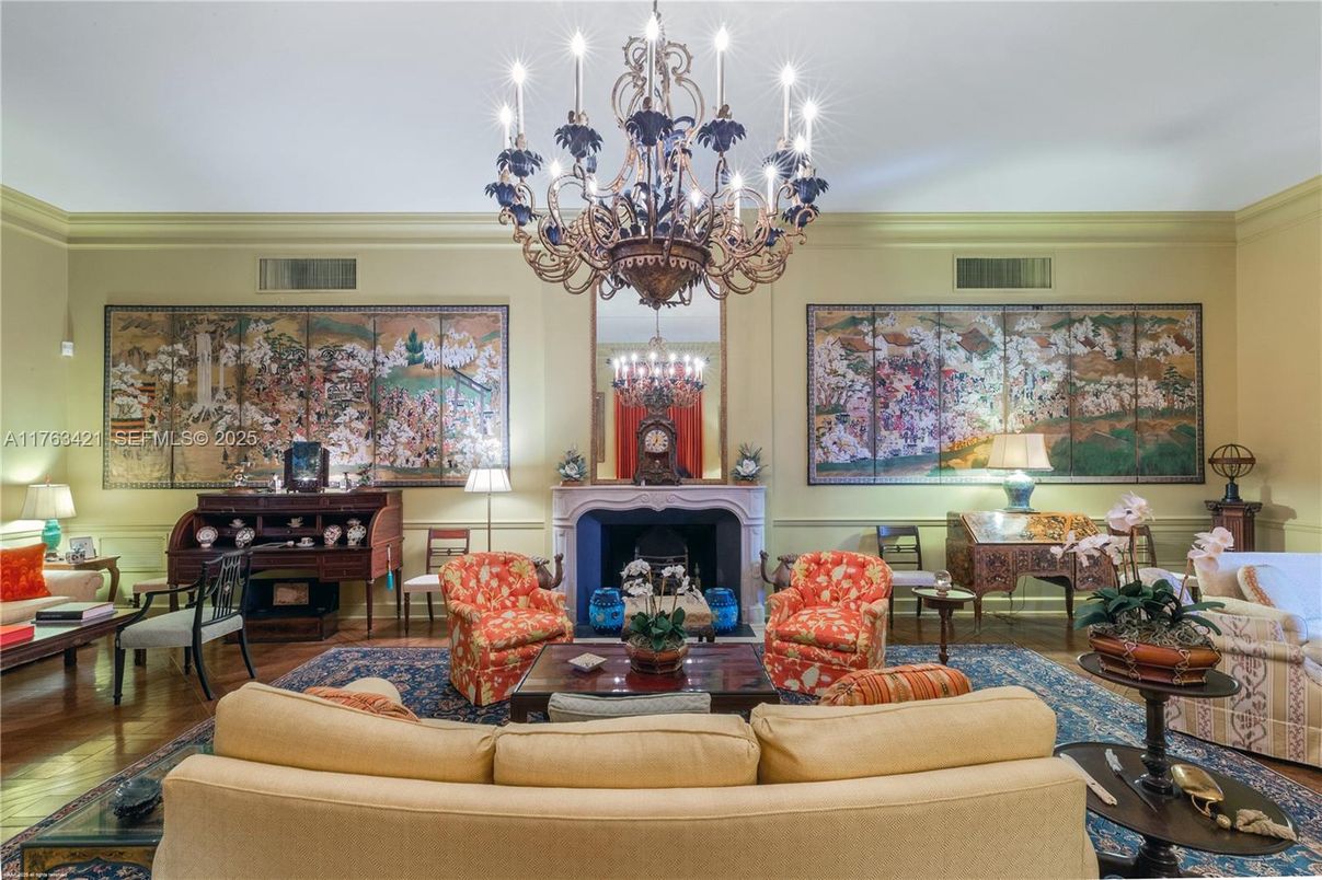 Chandelier, Fireplace, Interior, Living room, Wood Texture Flooring