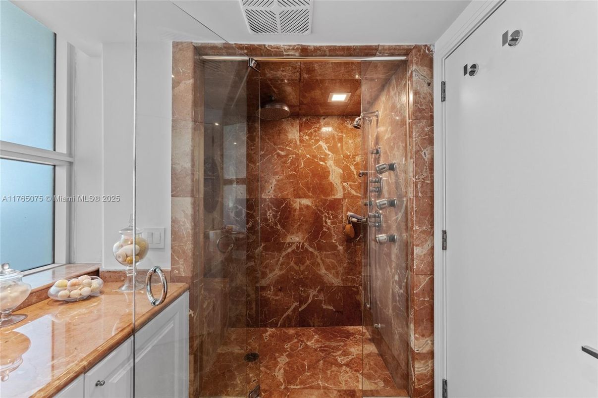 Bathroom, Glass Shower, Interior, Recessed Lighting