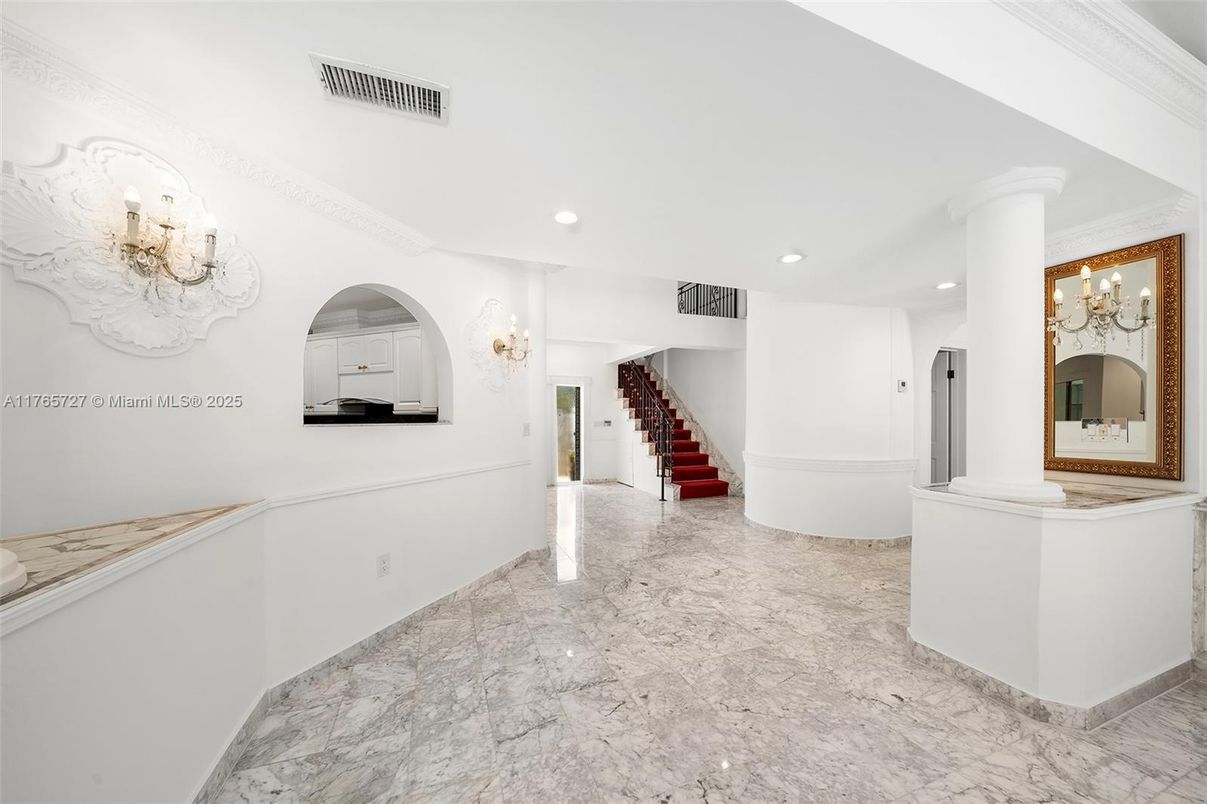 Chandelier, Interior, Marble, Recessed Lighting