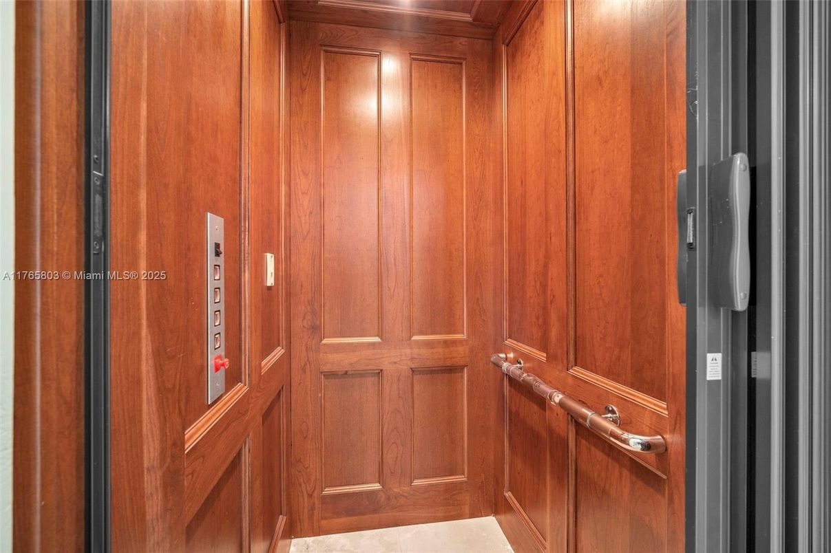 Elevator, Interior, Wooden Walls