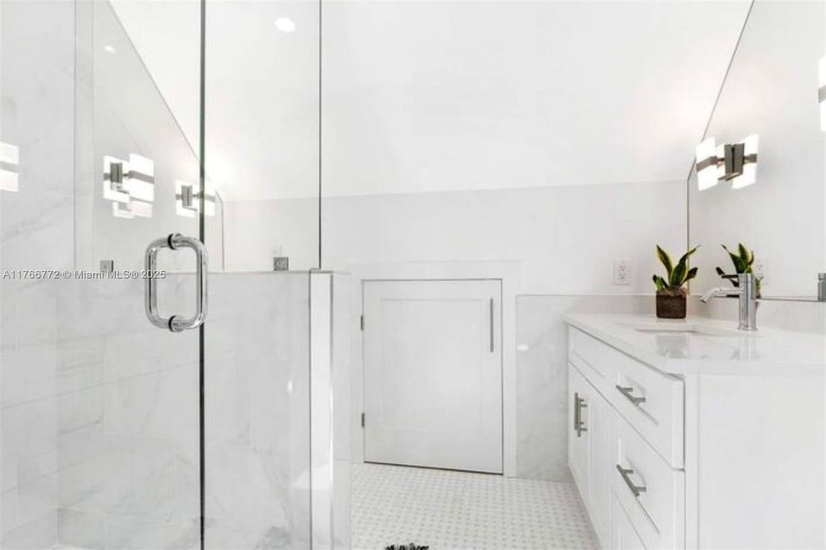 Bathroom, Glass Shower, Interior, Marble Walls