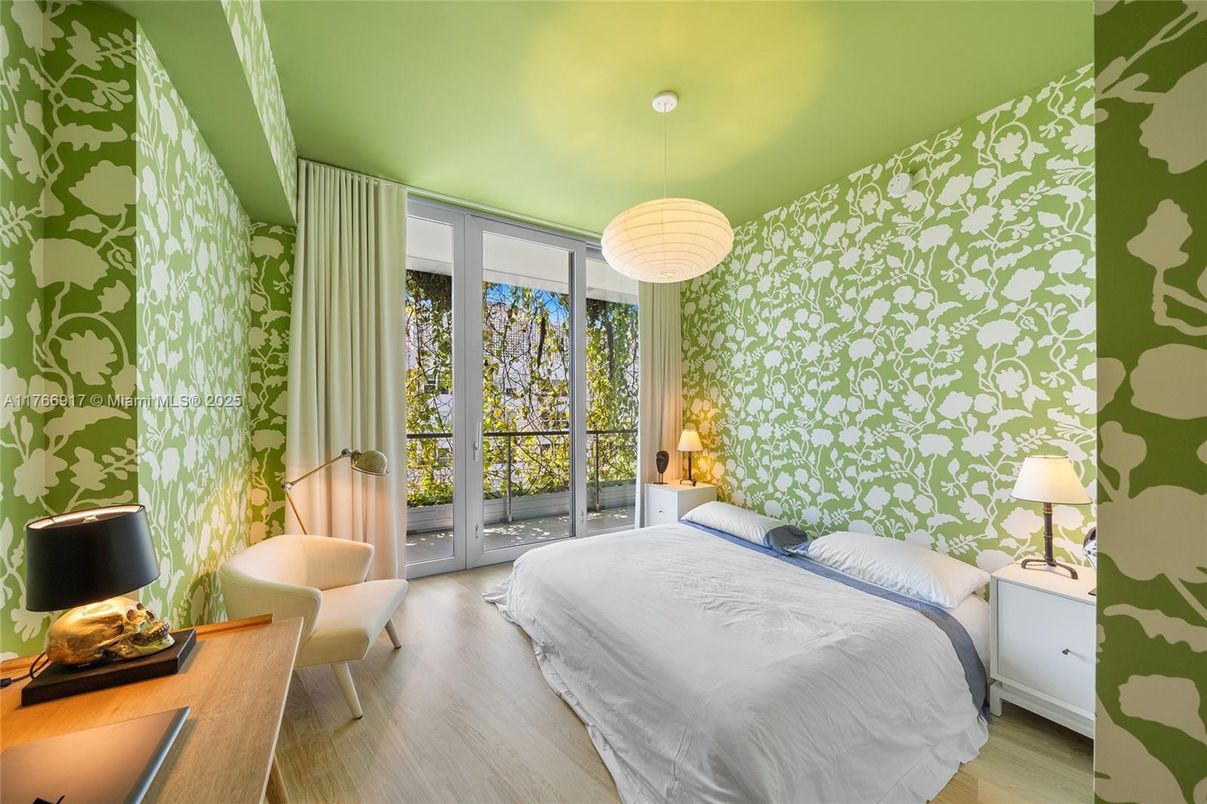 Bedroom, Interior, Pendant Lights, Wood Texture Flooring