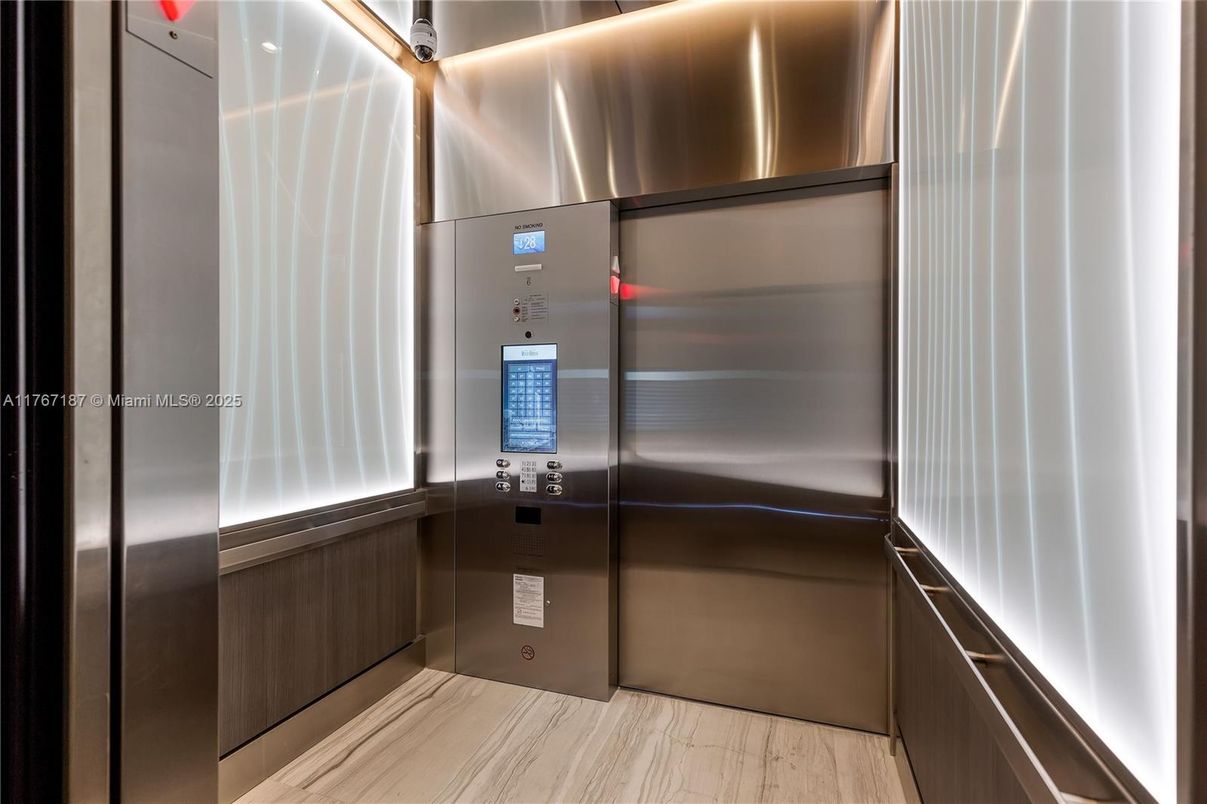 Elevator, Interior, Wood Texture Flooring