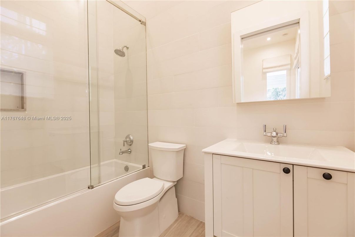 Bathroom, Glass Shower, Interior, Wood Texture Flooring