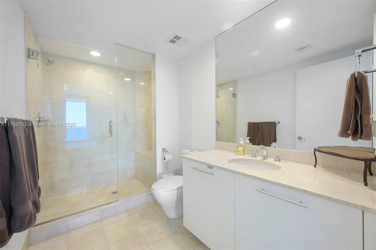 Bathroom, Glass Shower, Interior, Recessed Lighting