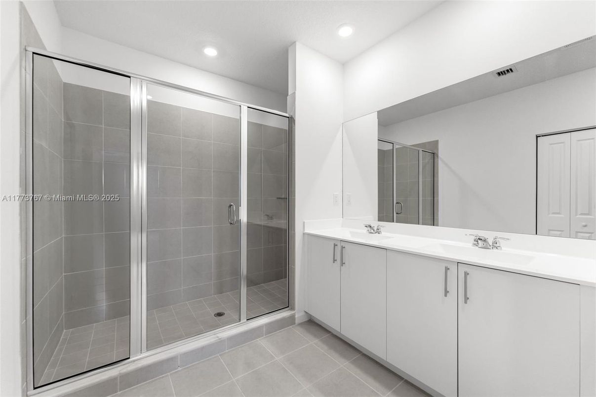 Bathroom, Dual Sink Vanities, Glass Shower, Interior, Recessed Lighting