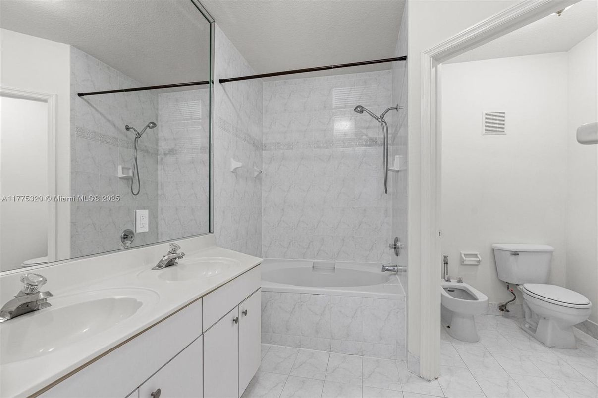 Bathroom, Dual Sink Vanities, Glass Shower, Interior, Marble, Marble Walls