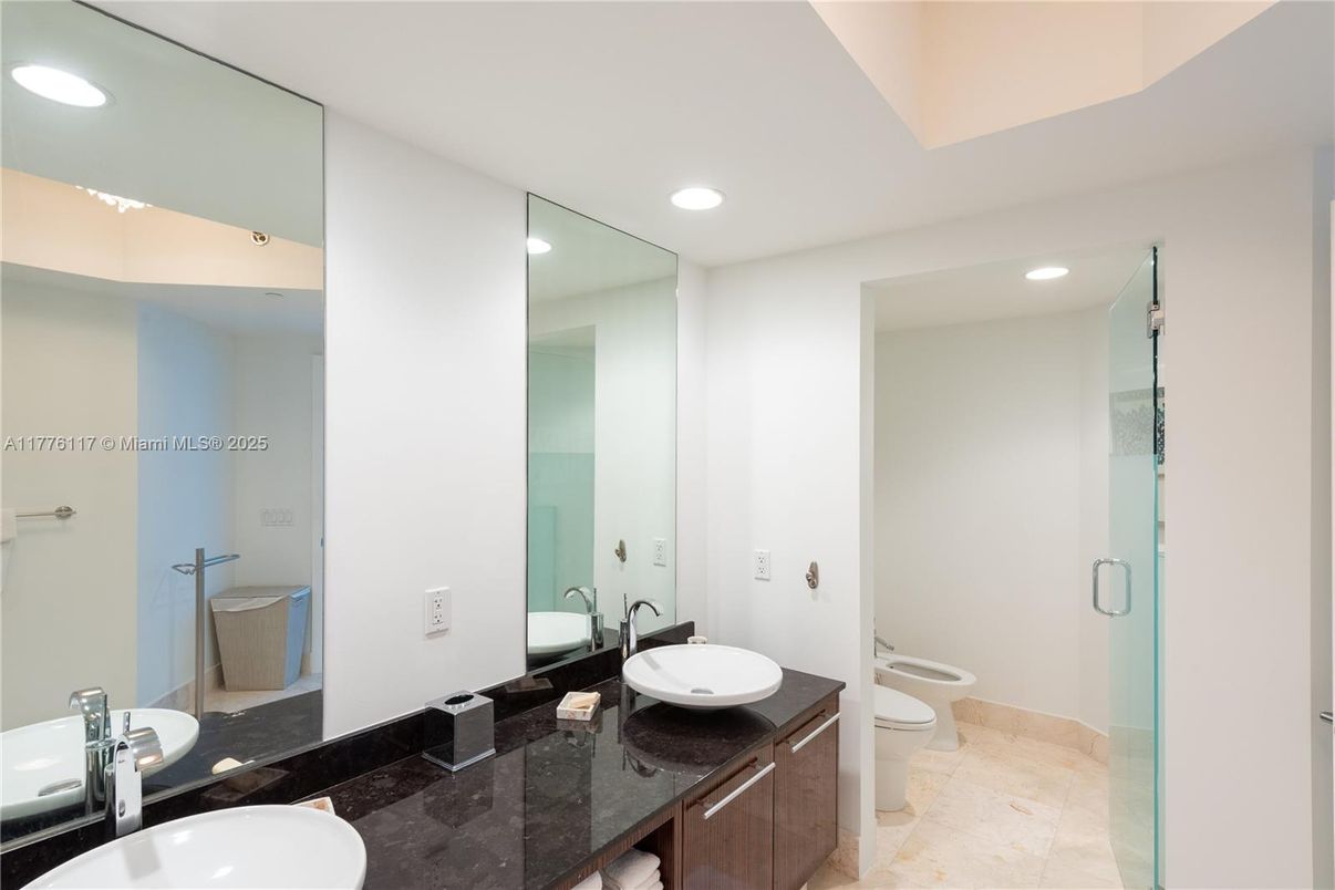 Bathroom, Dual Sink Vanities, Glass Shower, Interior, Recessed Lighting
