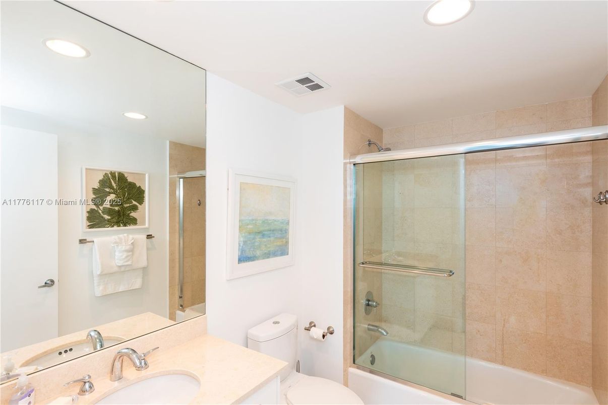 Bathroom, Glass Shower, Interior, Recessed Lighting