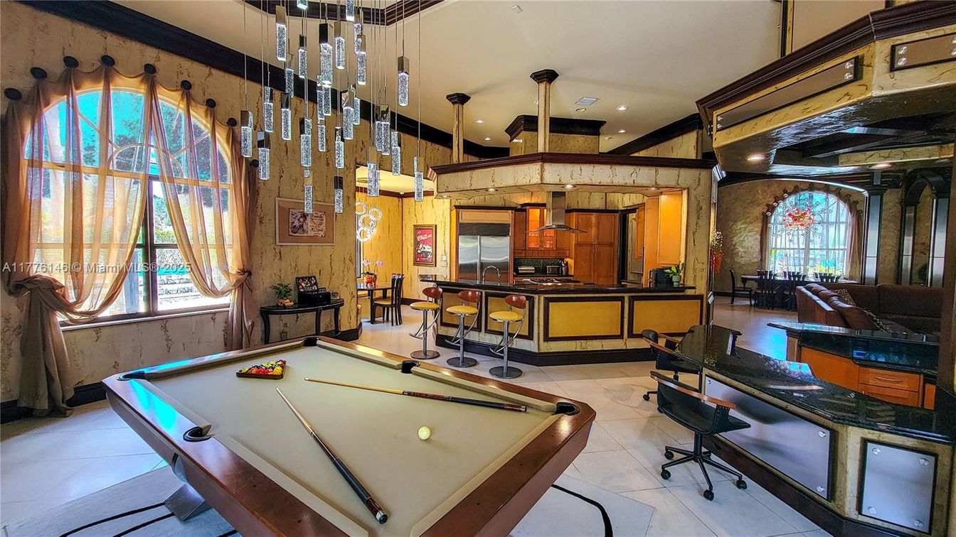 Billiard Table, Game Room, Interior, Kitchen, Pendant Lights, Recessed Lighting