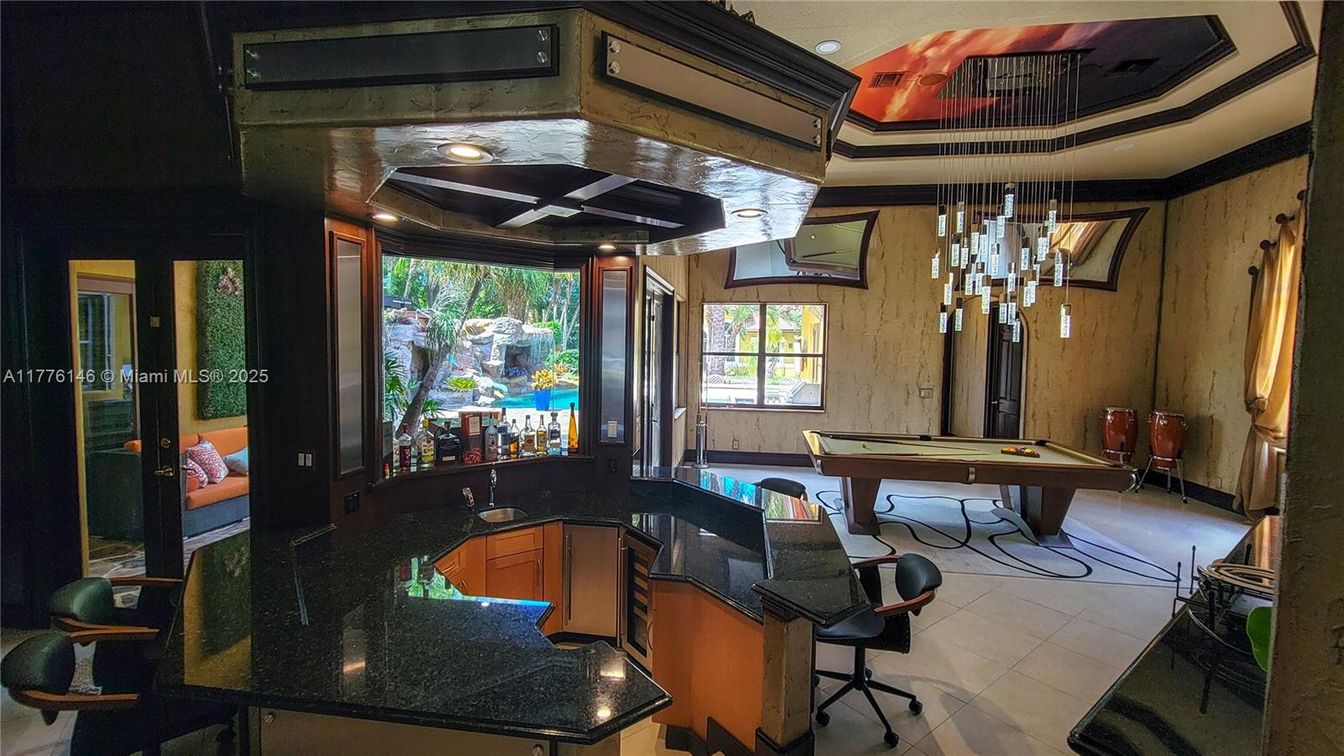 Billiard Table, Game Room, Interior, Pendant Lights