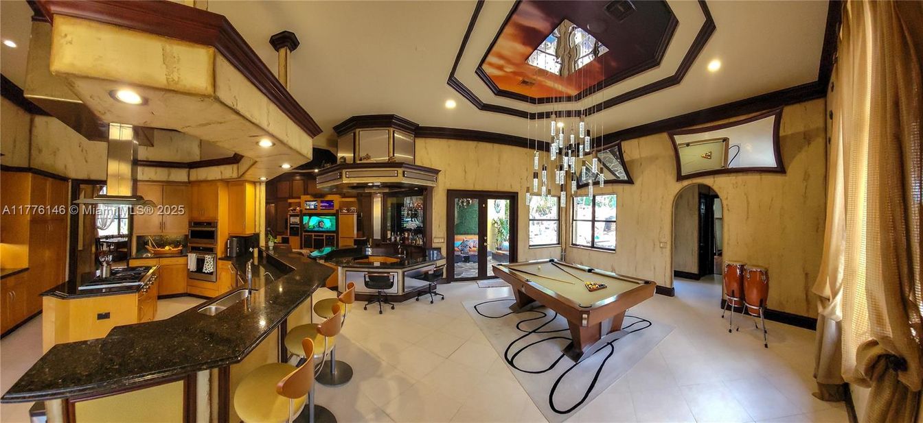 Billiard Table, Game Room, Interior, Pendant Lights, Recessed Lighting