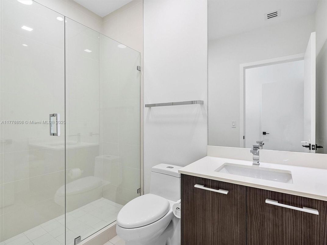 Bathroom, Glass Shower, Interior, Recessed Lighting