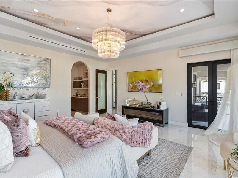 Bedroom, Chandelier, Interior, Marble, Recessed Lighting