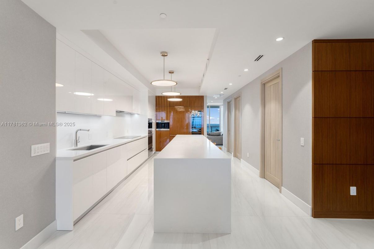 Interior, Kitchen, Pendant Lights, Recessed Lighting, Stainless Steel Appliances, Wooden Walls