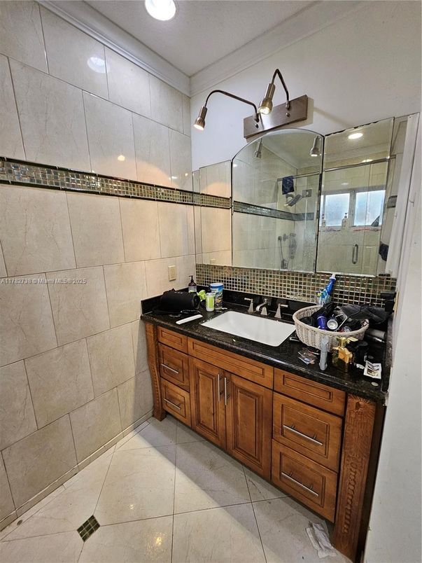 Bathroom, Dual Sink Vanities, Glass Shower, Interior, Recessed Lighting