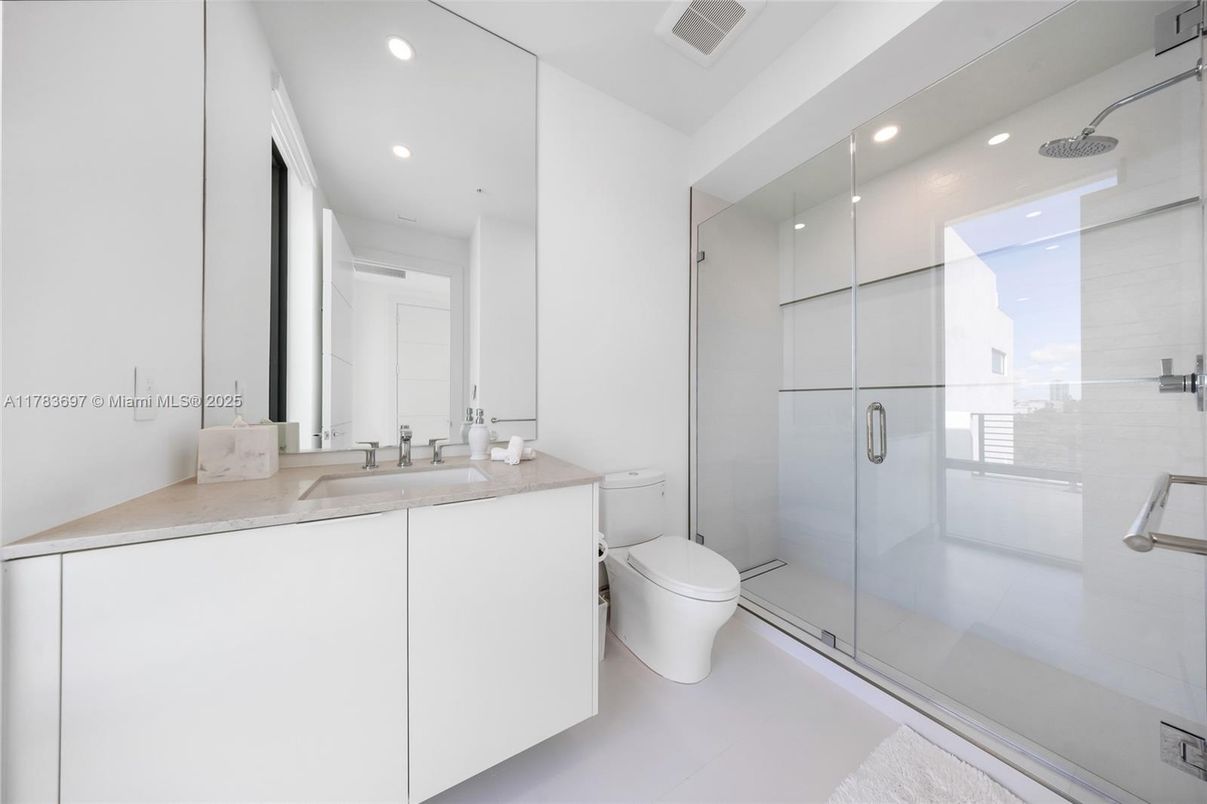 Bathroom, Glass Shower, Interior, Recessed Lighting