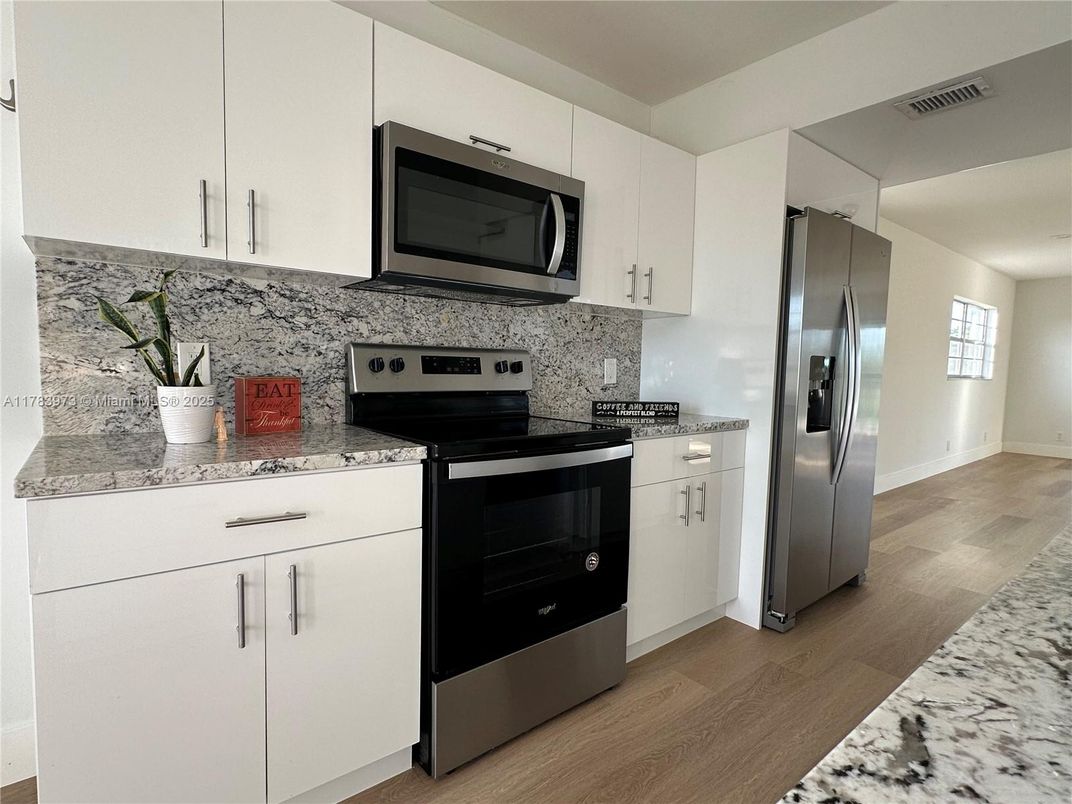 Interior, Kitchen, Stainless Steel Appliances, Wood Texture Flooring