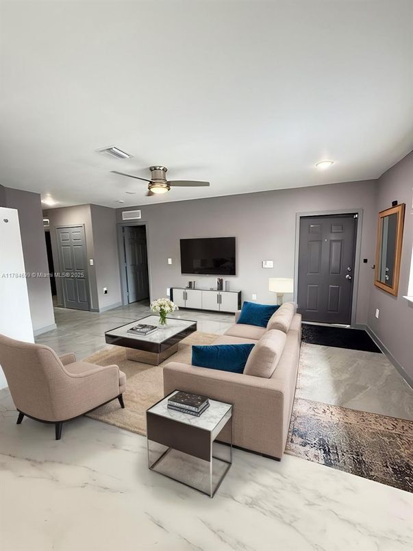 Interior, Living room, Marble, Recessed Lighting