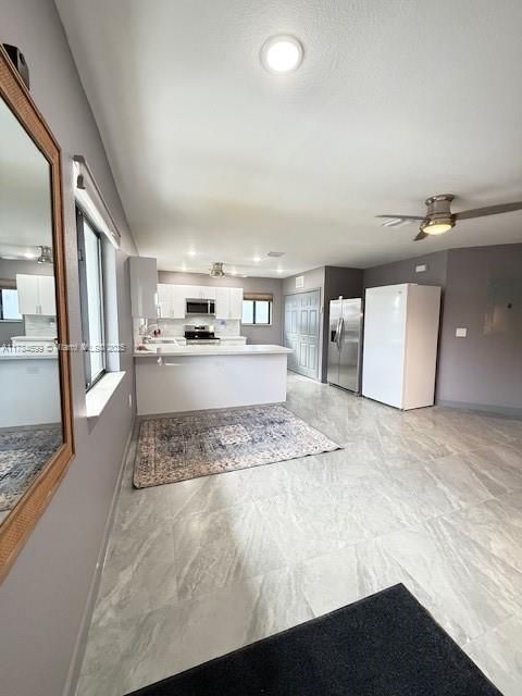 Interior, Kitchen, Marble, Recessed Lighting, Stainless Steel Appliances