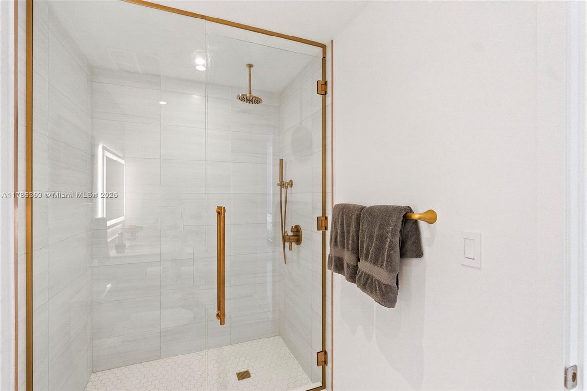 Bathroom, Glass Shower, Interior, Recessed Lighting