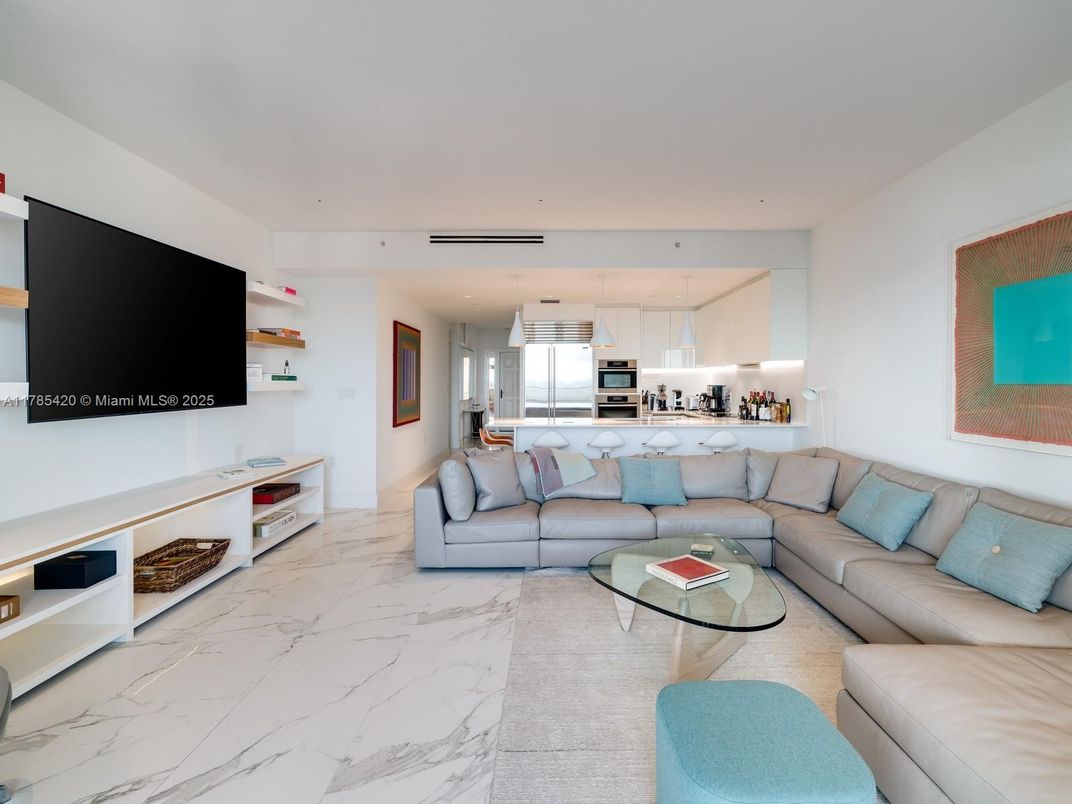 Interior, Kitchen, Living room, Marble, Recessed Lighting, Stainless Steel Appliances