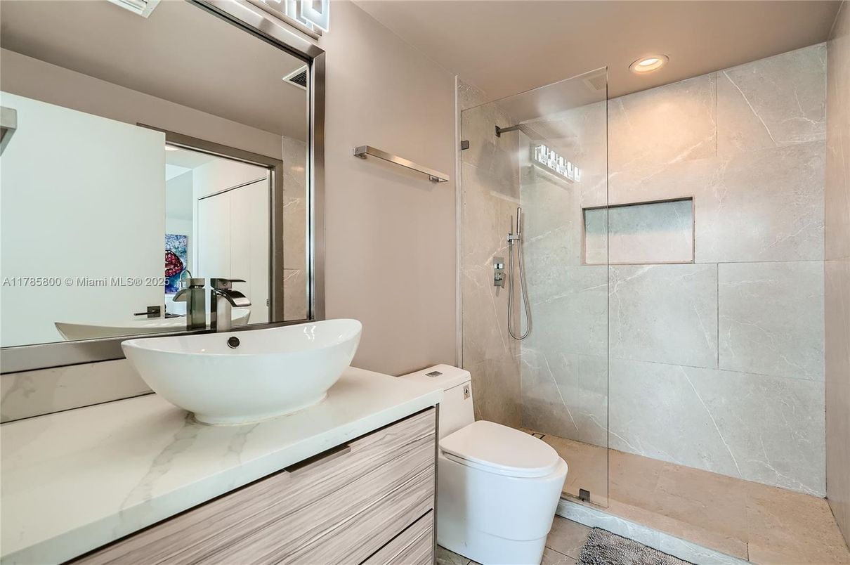 Bathroom, Glass Shower, Interior, Recessed Lighting