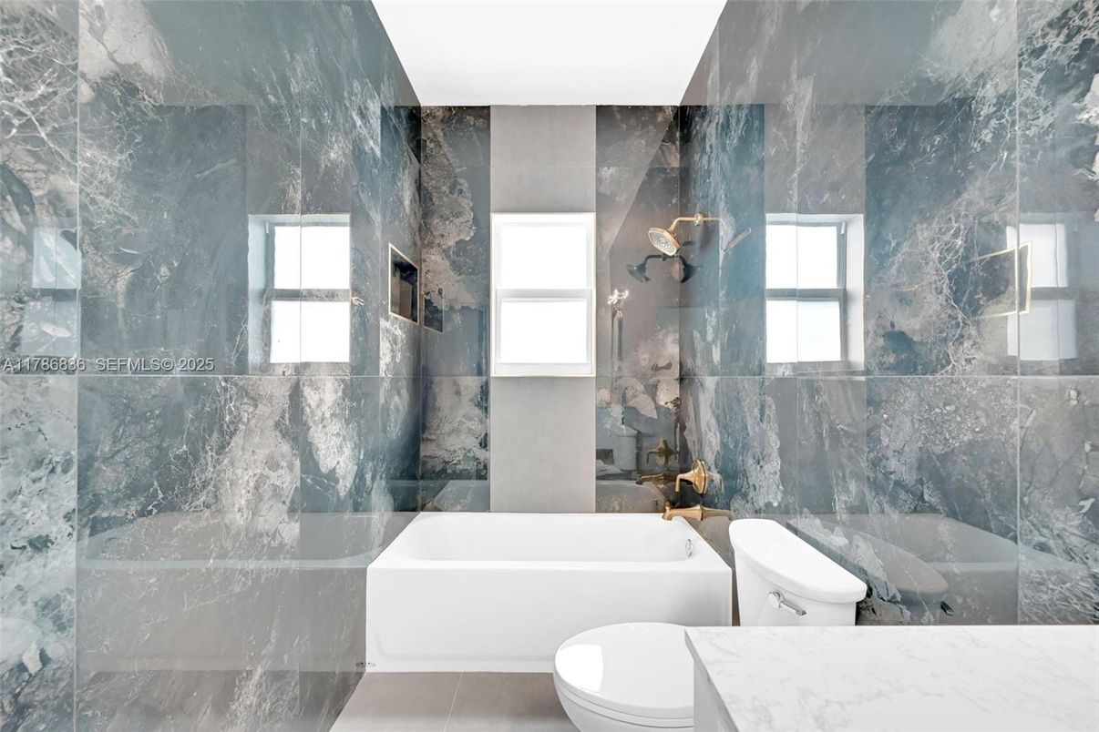 Bathroom, Glass Shower, Interior, Marble Walls