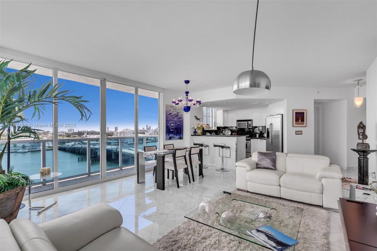 Dining room, Interior, Kitchen, Living room, Pendant Lights, Stainless Steel Appliances, Water