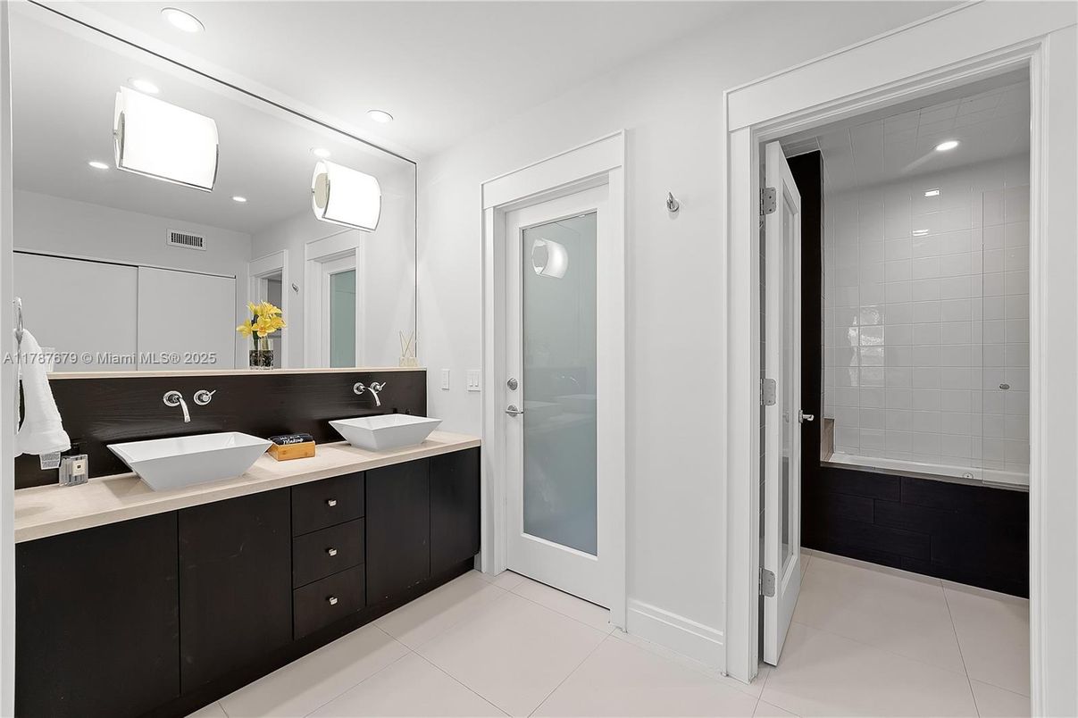 Bathroom, Dual Sink Vanities, Glass Shower, Interior, Recessed Lighting