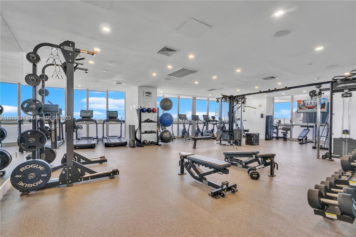 Fitness Equipment, Gym, Interior, Recessed Lighting