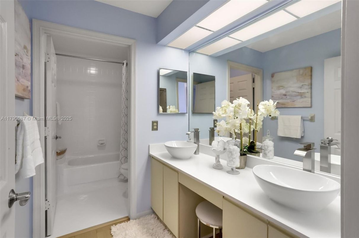 Bathroom, Dual Sink Vanities, Glass Shower, Interior