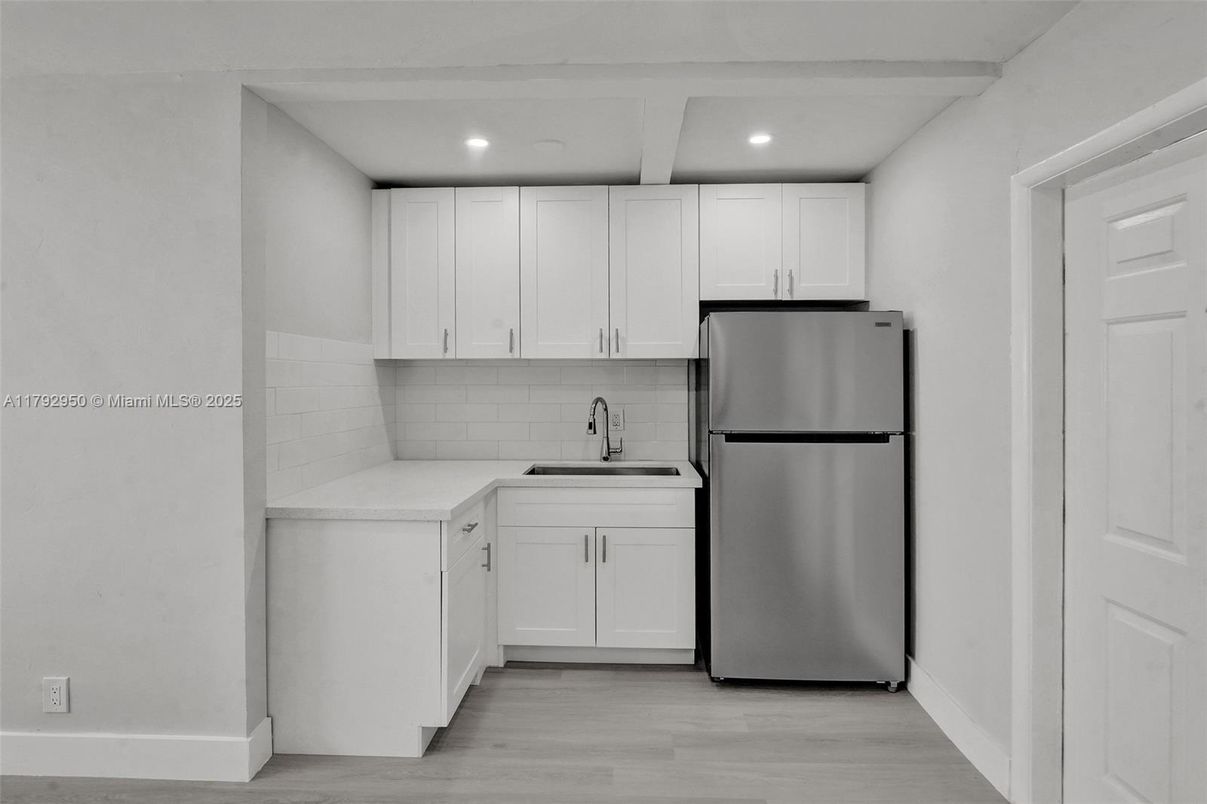 Interior, Kitchen, Recessed Lighting, Wood Texture Flooring
