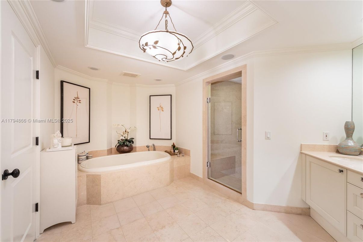 Bathroom, Glass Shower, Interior, Pendant Lights