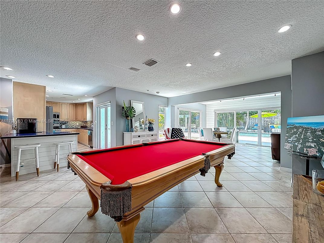 Billiard Table, Game Room, Interior, Kitchen, Recessed Lighting