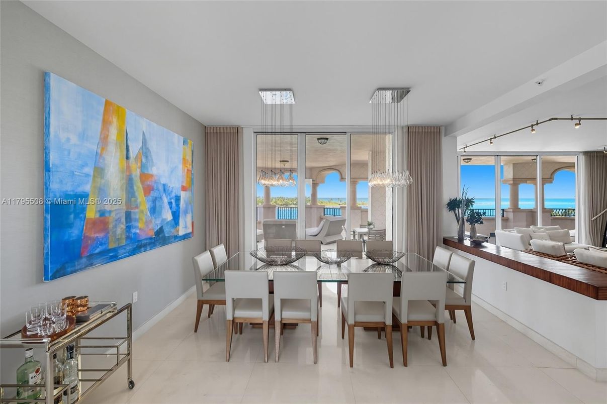 Dining room, Interior, Pendant Lights, Water