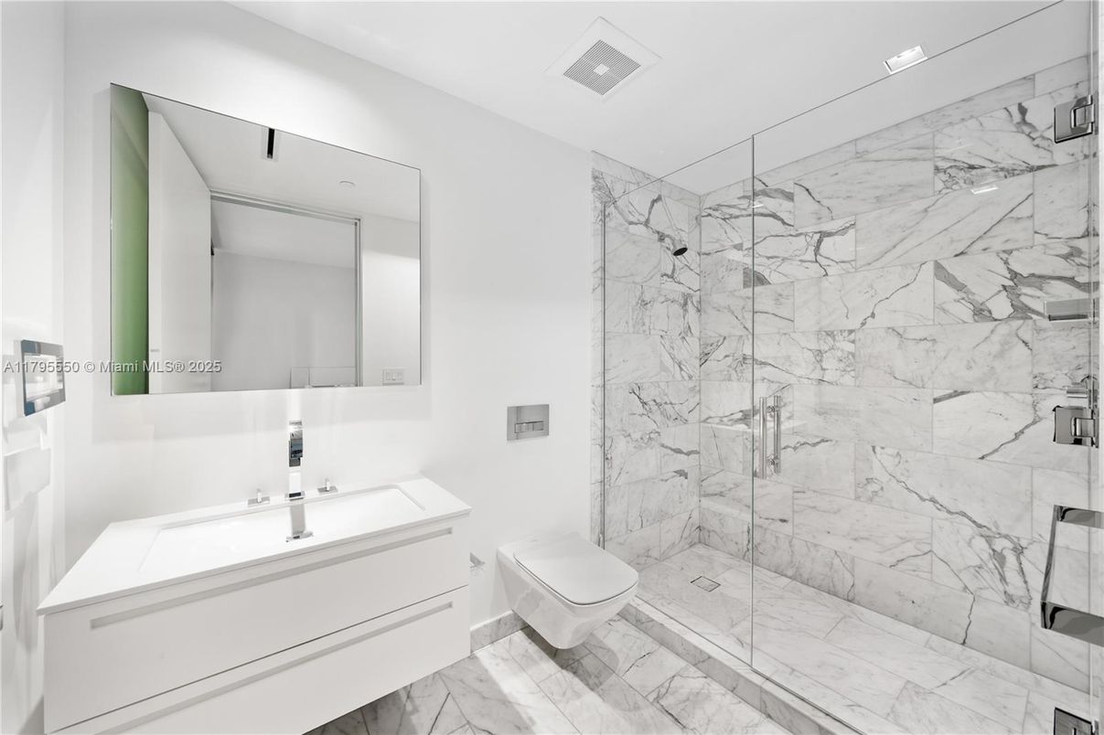 Bathroom, Glass Shower, Interior, Marble, Marble Walls