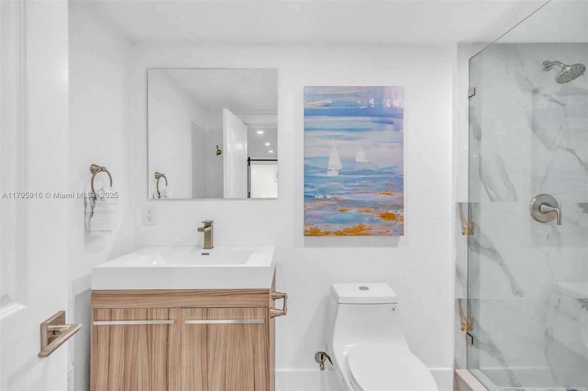Bathroom, Glass Shower, Interior, Marble Walls