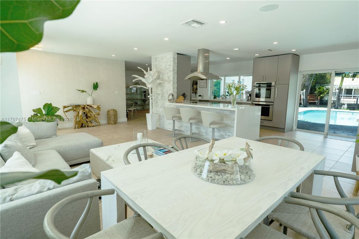 Dining room, Interior, Kitchen, Living room, Recessed Lighting, Stainless Steel Appliances