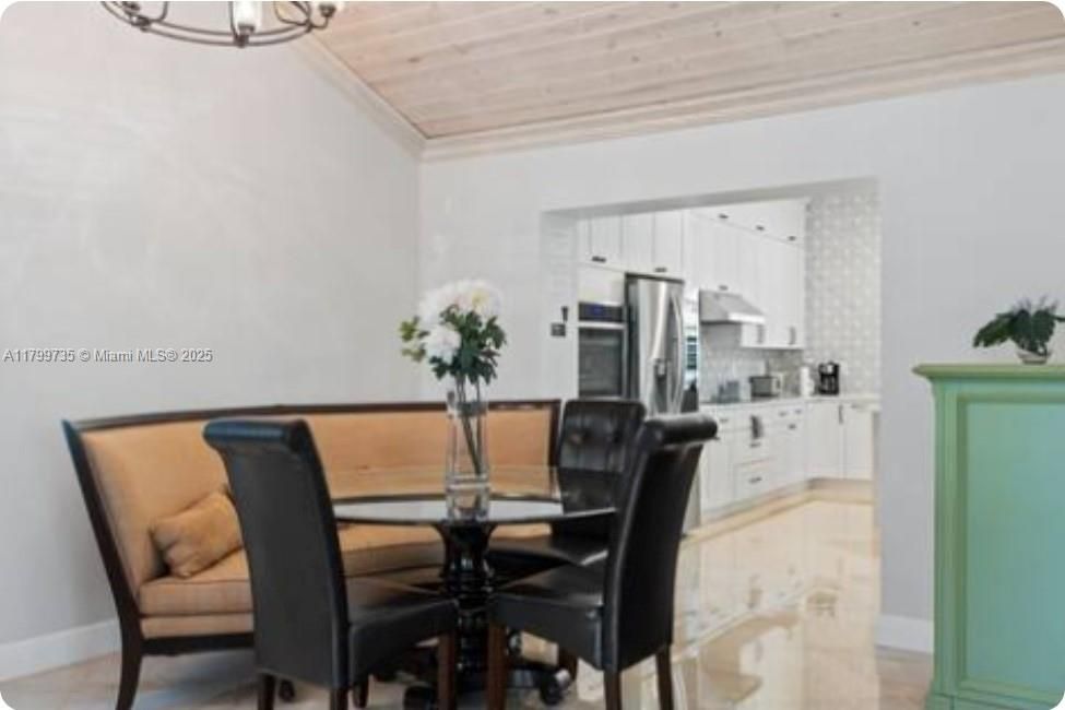 Dining room, Interior, Kitchen, Stainless Steel Appliances, Wooden Ceilings