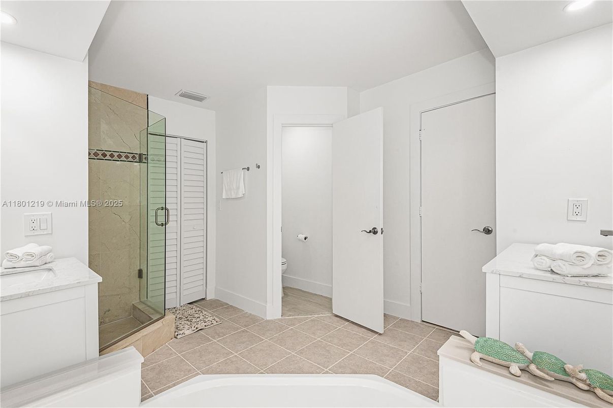 Bathroom, Glass Shower, Interior, Recessed Lighting