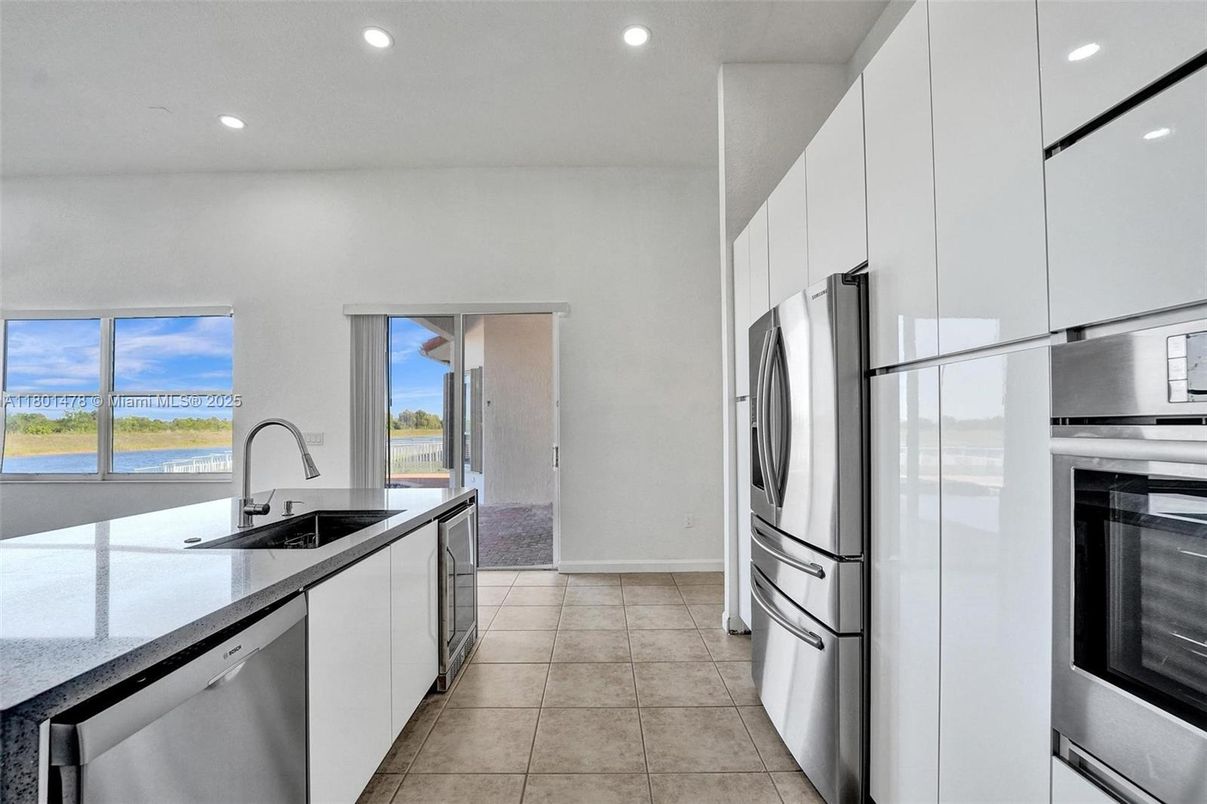 Interior, Kitchen, Recessed Lighting, Stainless Steel Appliances, Water