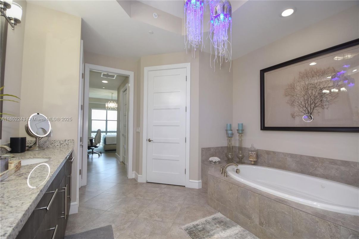 Bathroom, Chandelier, Interior, Recessed Lighting