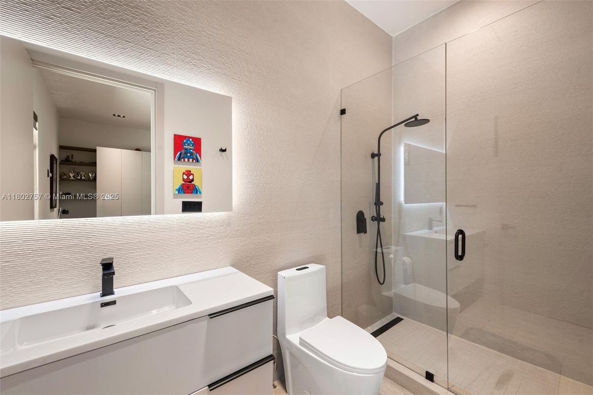 Bathroom, Glass Shower, Interior, Recessed Lighting