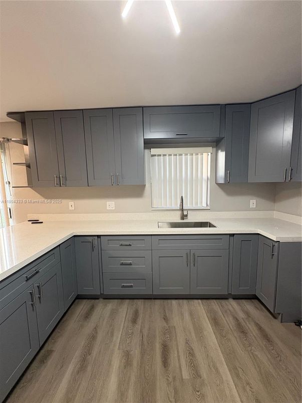 Interior, Kitchen, Recessed Lighting, Wood Texture Flooring
