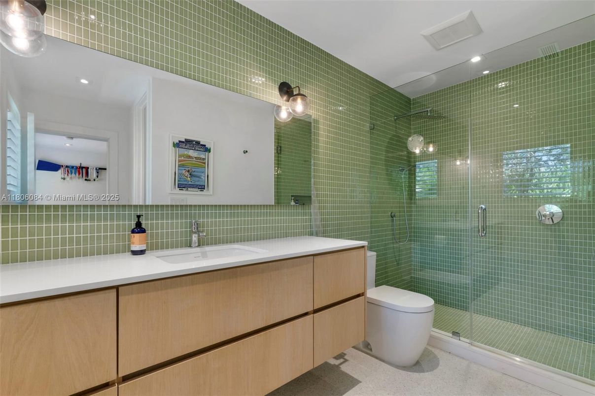 Bathroom, Glass Shower, Interior, Recessed Lighting