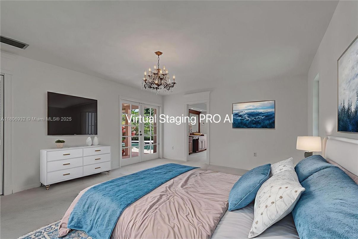 Bedroom, Chandelier, Interior